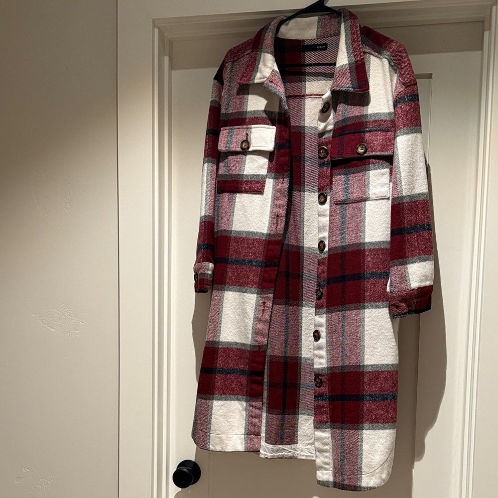 Plaid Women's Jacket in Red and Gray